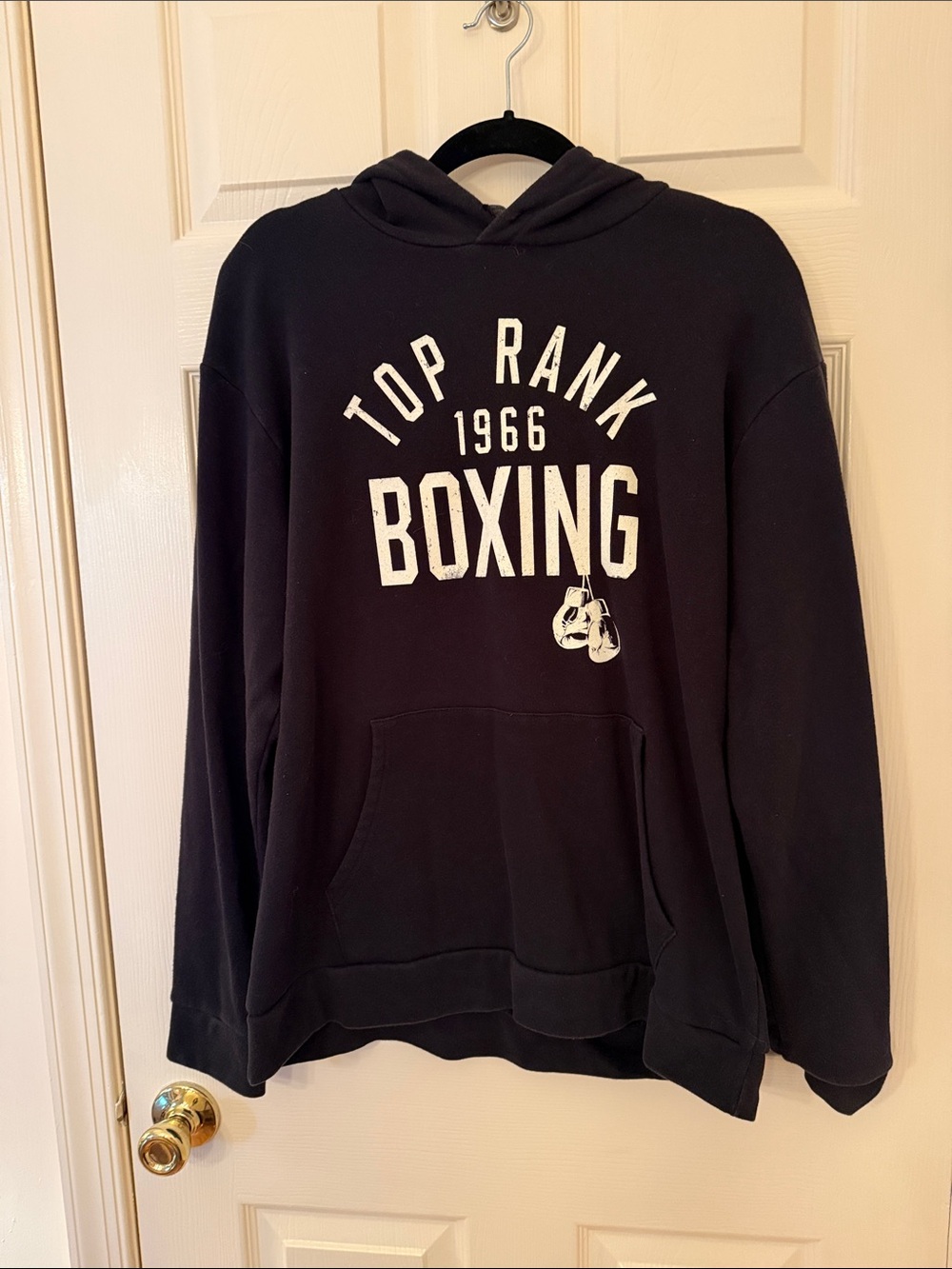 Next Level Apparel Black Hoodie with White 'Top Rank Boxing' Logo